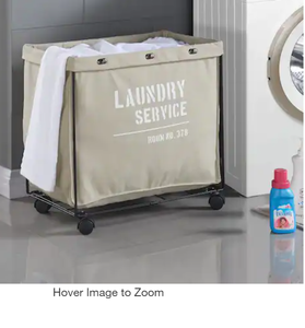 DANYA B  Army Canvas Laundry Hamper on Wheels