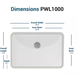 PELHAM & WHITE  Packard 20-78 in. Undermount Ceramic Rectangular Bathroom Sink in White