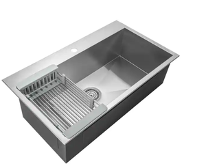 AKDY  Handmade Drop-in Stainless Steel 32 in. x 18 in. Single Bowl Kitchen Sink with Drying Rack