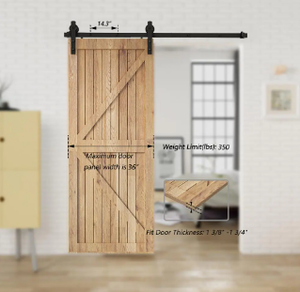 Boyel Living 6 ft.72 in. Black Sliding Barn Door Track and Hardware Kit with I-Shape Hanger For Single Door
