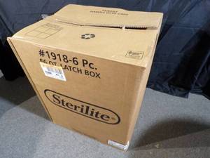 lot 302 image: Brand New 66qt Latching Clear Storage Box with Green Lid - Brightroom ((Lot of 6 Totes))