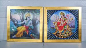 lot 22 image: Two Hindu Deity Paintings, Signed