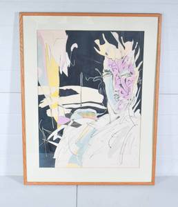 lot 23 image: Original Watercolor Painting of Person, Illegibly Signed