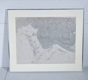 lot 24 image: Original Abstract Watercolor Painting, Illegibly Signed
