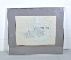 lot 28 image: Hand-colored Sketch of Two People in Spa