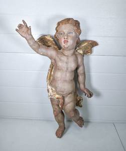 lot 44 image: Hanging Carved Putti Figure