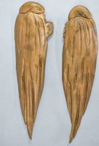 lot 15 image: Pair Gold-Painted Carved Wood Angel Wings