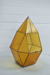 lot 11 image: Amber Glass Geometric Lighting Globe