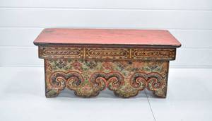 lot 49 image: AsianSoutheast Asian Polychrome Painted BenchAltar