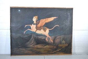 lot 56 image: Large Middle Eastern Painting of Buraq