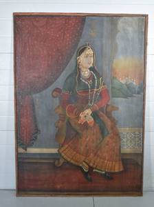 lot 59 image: Large Portrait Painting of Seated Hindu Woman #2