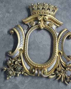 lot 93 image: Carved Gilt Wood Frame with Floral & Crown Motif