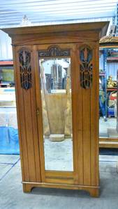 lot 81 image: Large Carved Wood Armoire Cabinet