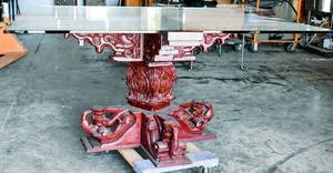 lot 115 image: Vintage Indian Carved Wood Cross Table 2