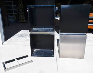 lot 74 image: Pair of Black Wood Cube Shelves