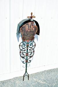 lot 132 image: Vintage Metal Covered Grave Marker