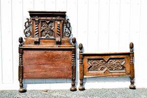 lot 135 image: 17th-18th c. Tyrolean Baroque Head & Footboards