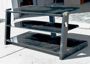lot 140 image: Black Entertainment Center w Glass Shelves