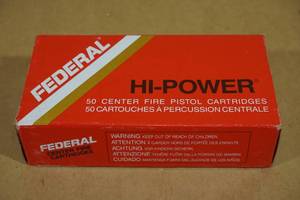 lot 110 image: 50 Federal Hi-Power 9mm Luger 124 Gr MC Ammo