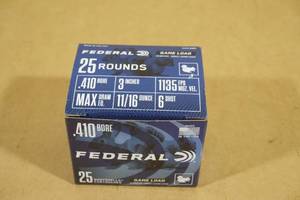lot 126 image: 25 Federal Game Load .410 Gauge 3 6 Shot Shotshells