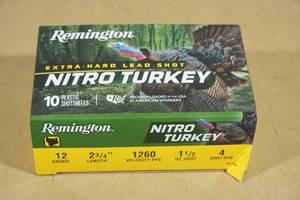 lot 134 image: 10 Remington Nitro Turkey 12 Gauge 2-34 4 Shot Shotshells