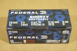 lot 135 image: 10 Federal Shorty 12 Gauge 1-34 8 Shot Shotshells