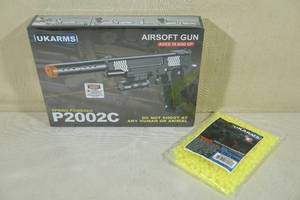 lot 16 image: UKArms P2002C Spring Powered Airsoft Pistol with Laser plus BBs