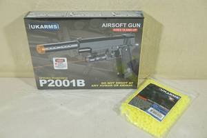lot 17 image: UKArms P2001B Spring Powered Airsoft Pistol with Laser plus BBs
