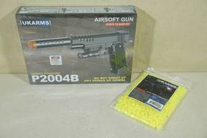 lot 18 image: UKArms P2004B Spring Powered Airsoft Pistol with Laser plus BBs