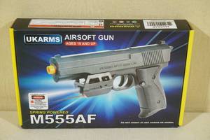 lot 21 image: UKArms M555AF Spring Powered Airsoft Pistol with Laser