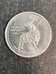 1 TROY OZ .999 FINE SILVER BEAR & BULL ROUND