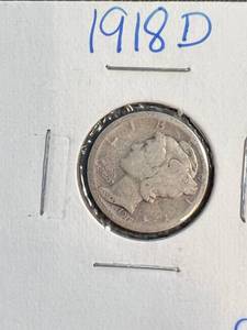 4 US MERCURY DIMES 1918-D 1919 1924 1929