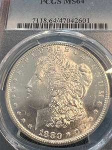 1880-S US MORGAN SILVER DOLLAR PCGS MS64
