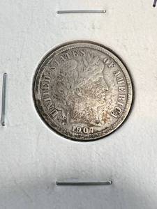 1907 US BARBER DIME