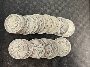 ROLL OF MIXED DATE WALKING LIBERTY HALF DOLLARS 20 COINS