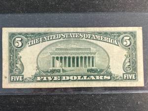 1953-A RED SEAL US $5 BILL