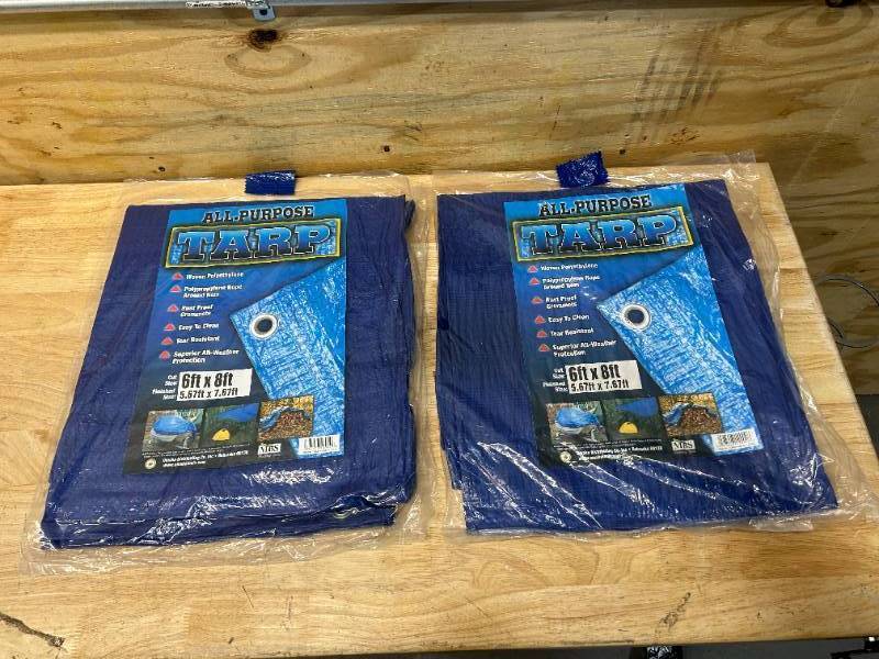 lot 44 image: Lot of 2- All Purpose Tarps (6 x 8)