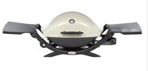 lot 1 image: WEBER Q 2200 1-Burner Portable Propane Gas Grill in Titanium with Built-In Thermometer