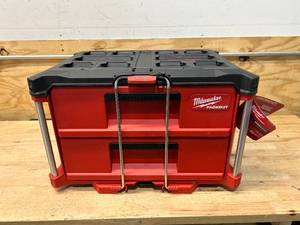 lot 39 image: MILWAUKEE PACKOUT 22 in. 2-Drawer Tool Box with Metal Reinforced Corners