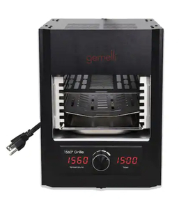 lot 10 image: GEMELLI Gourmet Steak Grille (1600 Watt), Infrared Superheating Up to 1560 Degrees, Cool-Touch Exterior, Electric Grill (Black)