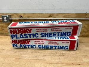 lot 53 image: HUSKY Lot of 2 Rolls- 8 ft. x 100 ft. Clear 4 mil Plastic Sheeting