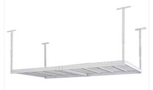 lot 60 image: HUSKY Adjustable Height Overhead Ceiling Mount Garage Rack in White (42 in. H x 96 in. W x 48 in. D)