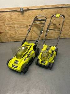 lot 99 image: RYOBI Lot of 2 Mowers- 18V16 and 40V20 (Tool Only)