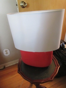 lot 405 image: CONTEMPORARY CORAL COLOR LAMP WITH OVAL SHADE