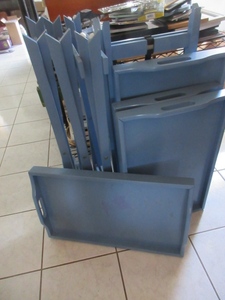 lot 114 image: SOLID WOOD TRAY TABLES