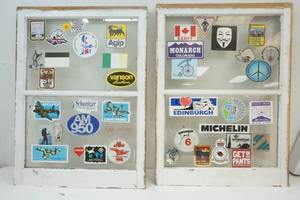 Vintage window with stickers