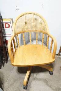 Wood chair on wheels