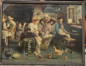 lot 30 image: Vintage Framed Print SHE GETS EVERYONES ATTENTION Eugenia Zampighi