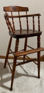 lot 32 image: Vintage Antique Solid Wood Doll Childs High Chair