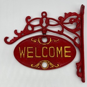 lot 35 image: Cast Iron Red WELCOME Sign